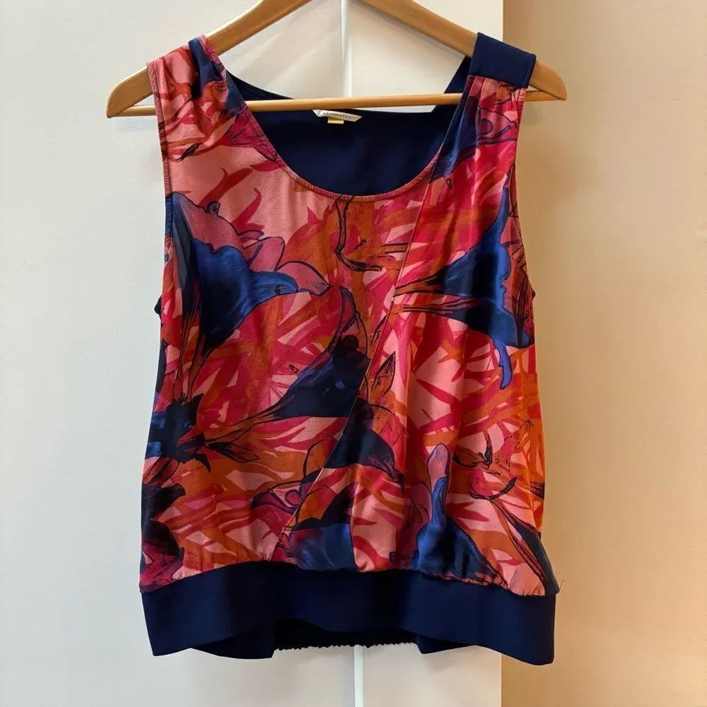 Anthropologie Navy Blue orange floral Women's Top size 8